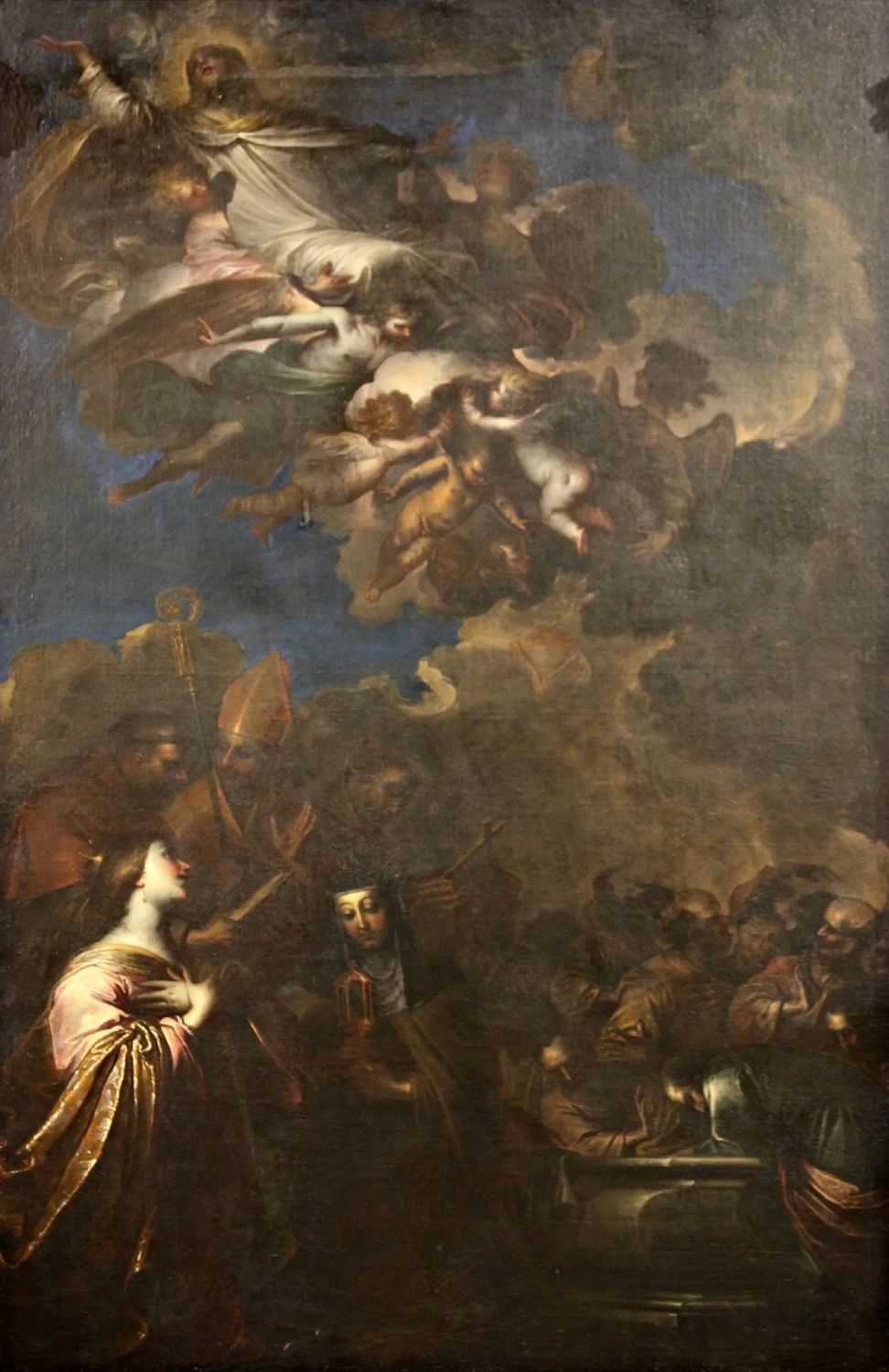 Assunzione della Vergine, apostoli e i santi Elisabetta d'Ungheria, Chiara, Francesco, Ludovico e il beato Lucchese - Lucca